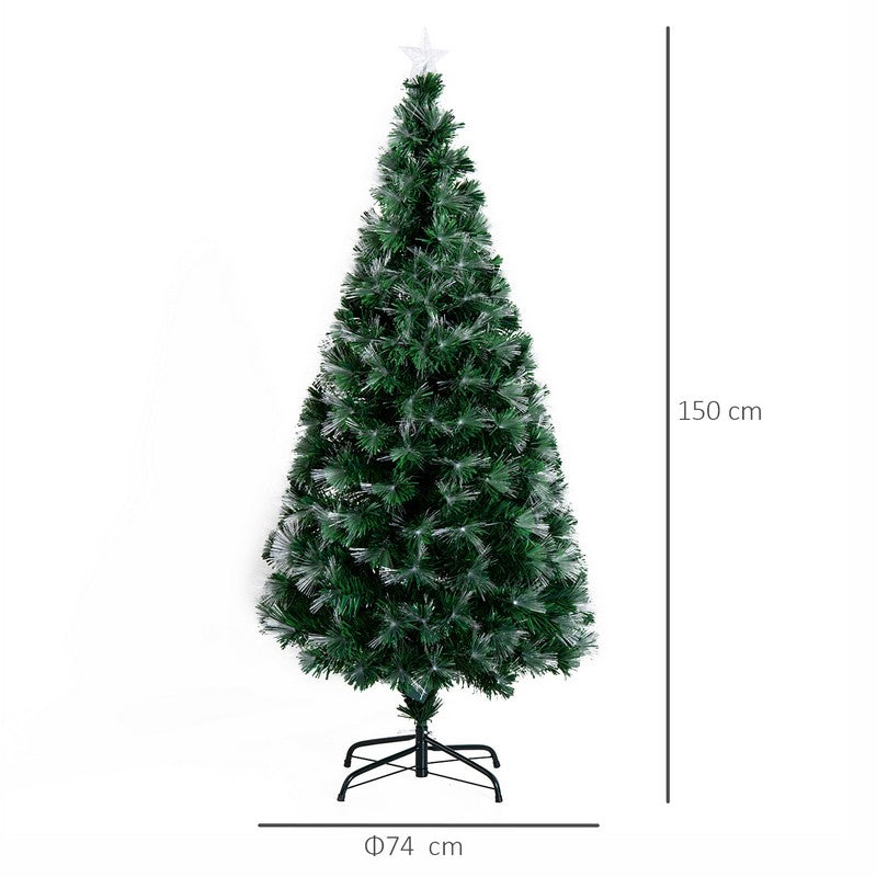 5FT Tall Artificial Tree Fiber Optic Colorful LED Pre-Lit Holiday Home Christmas Decoration with Flash Mode