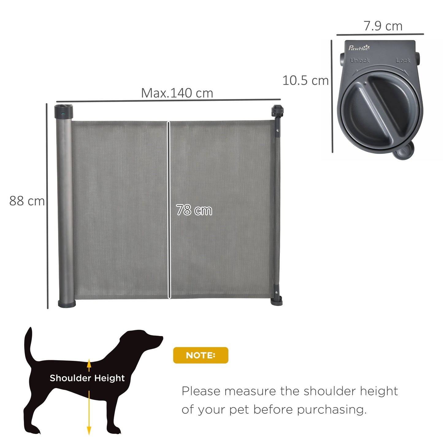 PawHut Retractable Stair Gate for Dogs 140cm Extendable