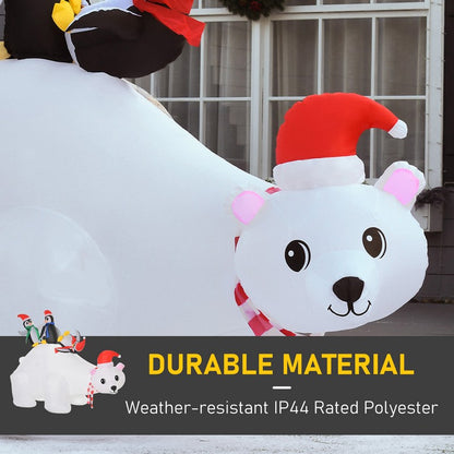 Homcom 1.5m Christmas Inflatable Polar Bear Penguin Lighted for Home Indoor Outdoor