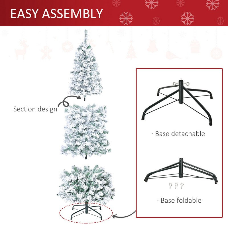 5ft Prelit Christmas Tree Artificial - White Frosted Green with LED Lights Warm White 348 Tips