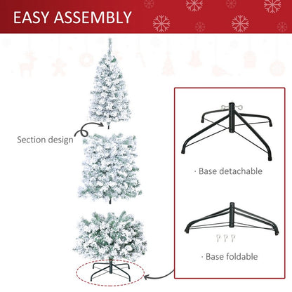 5ft Prelit Christmas Tree Artificial - White Frosted Green with LED Lights Warm White 348 Tips