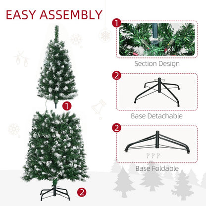 5FT Tall Prelit Pencil Slim Artificial Christmas Tree with Realistic Branches