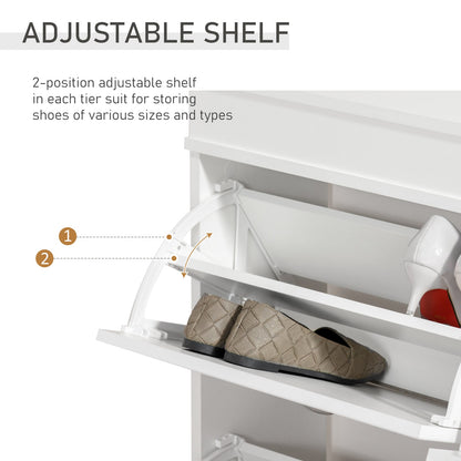 Shoe Cabinet with 4 Flip Drawers Storage Cupboard with Adjustable Shelf White