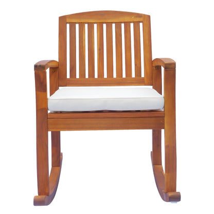 Garden Acacia Wood Rocking Chair Deck Indoor Outdoor Porch Seat Rocker with Cushion