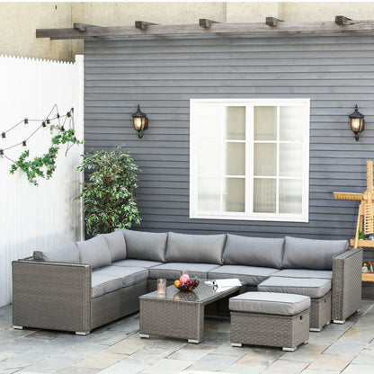 6-Piece PE Rattan Wicker Corner Sofa Set