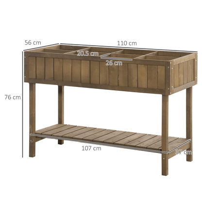 Outsunny Wooden Herb Planter Raised Bed Container Garden Plant Stand Bed 8 Boxes 110L X 46W X 76H cm Brown