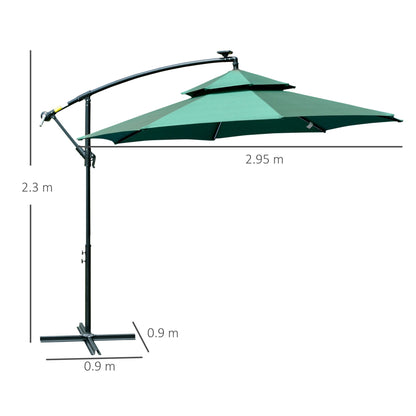 3M Cantilever Banana Parasol Hanging Umbrella with Double Roof