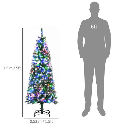 5FT Tall Prelit Pencil Slim Artificial Christmas Tree with Realistic Branches