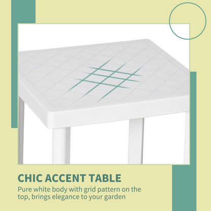 Small Square Plastic Outdoor Table - White