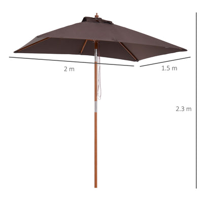 2m x 1.5m Garden Parasol Umbrella with Tilting Sunshade Canopy