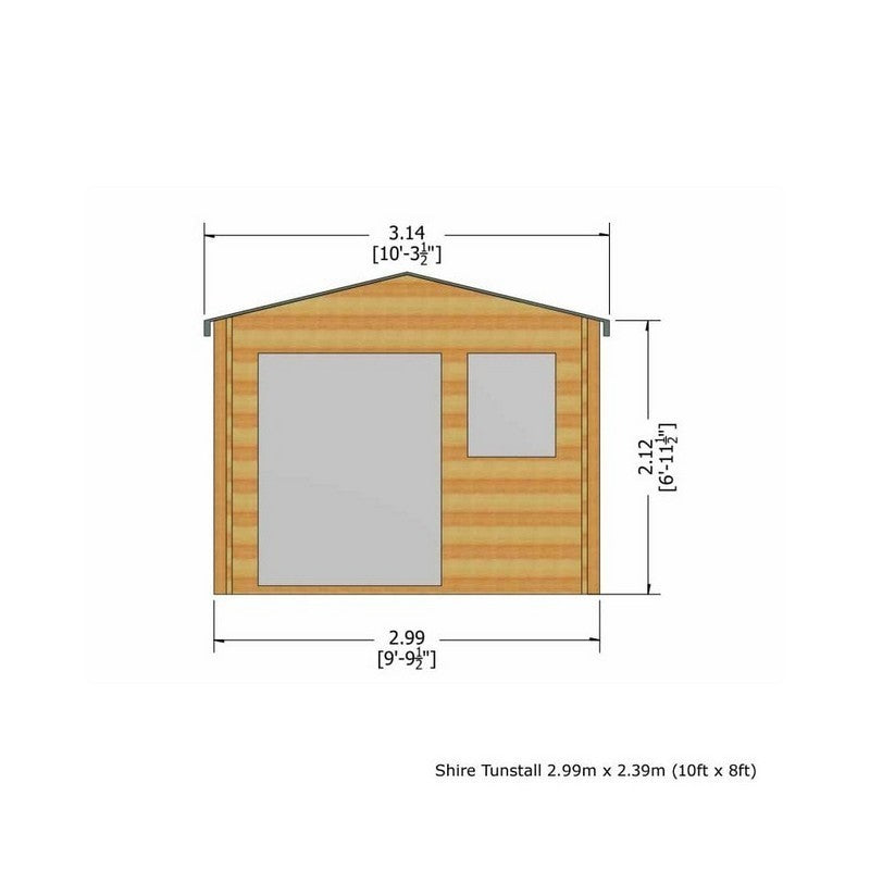 Shire Tunstall 9' 9" x 7' 10" Apex Log Cabin - Premium 34mm Cladding Tongue & Groove