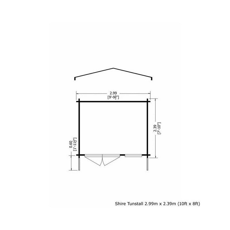 Shire Tunstall 9' 9" x 7' 10" Apex Log Cabin - Premium 34mm Cladding Tongue & Groove