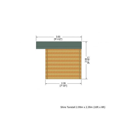 Shire Tunstall 9' 9" x 7' 10" Apex Log Cabin - Premium 34mm Cladding Tongue & Groove