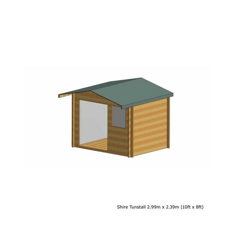 Shire Tunstall 9' 9" x 7' 10" Apex Log Cabin - Premium 34mm Cladding Tongue & Groove