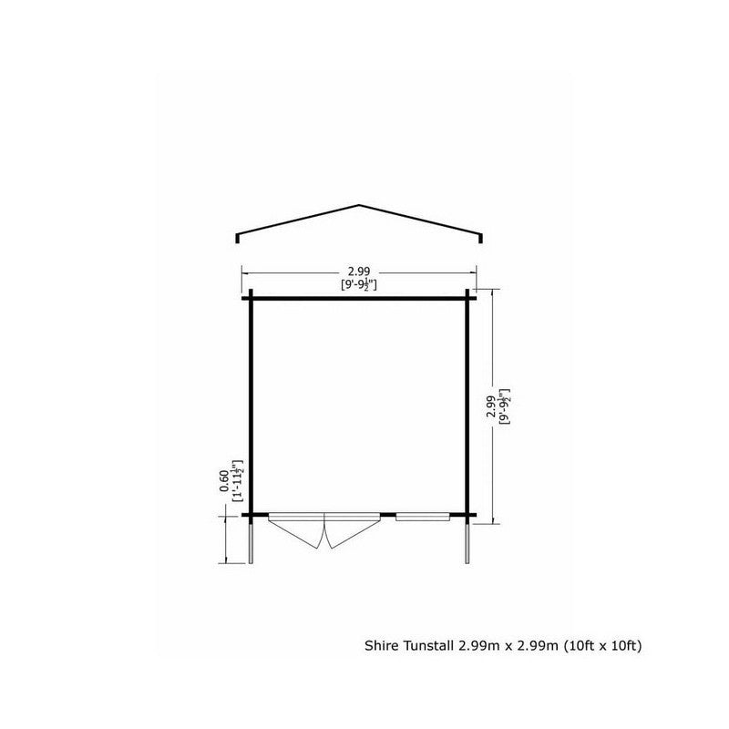 Shire Tunstall 9' 9" x 9' 9" Apex Log Cabin - Premium 28mm Cladding Tongue & Groove