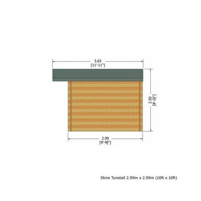 Shire Tunstall 9' 9" x 9' 9" Apex Log Cabin - Premium 28mm Cladding Tongue & Groove