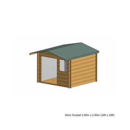 Shire Tunstall 9' 9" x 9' 9" Apex Log Cabin - Premium 28mm Cladding Tongue & Groove