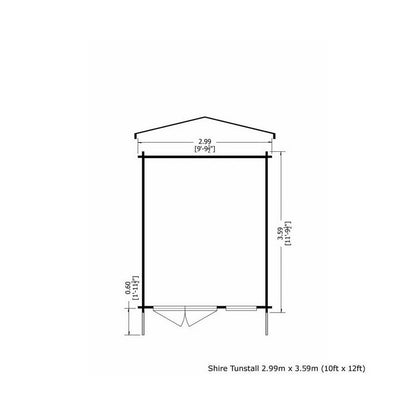 Shire Tunstall 9' 9" x 11' 9" Apex Log Cabin - Premium 28mm Cladding Tongue & Groove