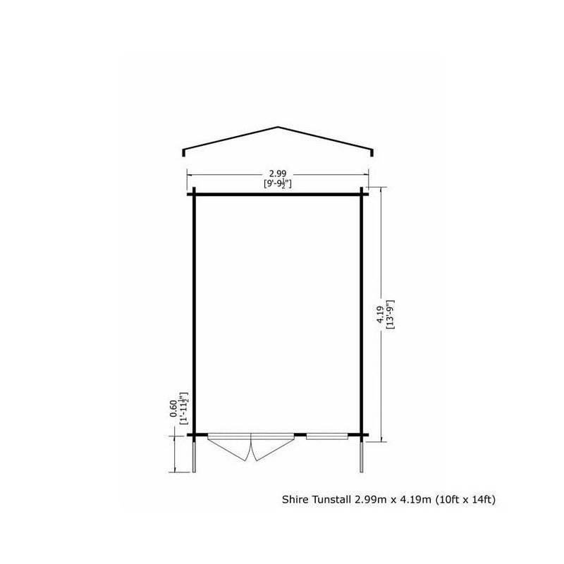 Shire Tunstall 9' 9" x 13' 8" Apex Log Cabin - Premium 28mm Cladding Tongue & Groove