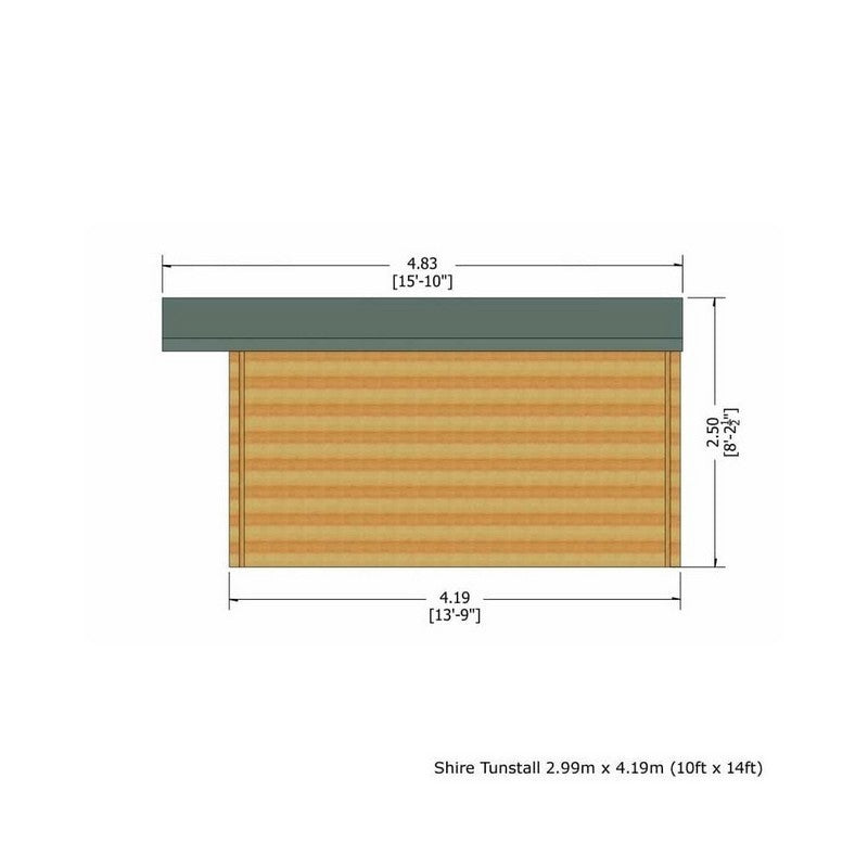 Shire Tunstall 9' 9" x 13' 8" Apex Log Cabin - Premium 28mm Cladding Tongue & Groove