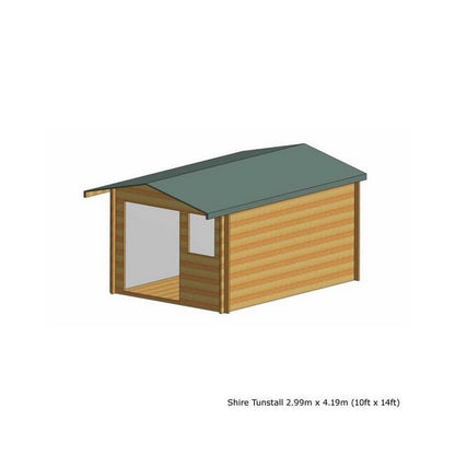 Shire Tunstall 9' 9" x 13' 8" Apex Log Cabin - Premium 28mm Cladding Tongue & Groove