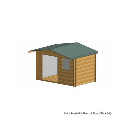 Shire Tunstall 11' 9" x 7' 10" Apex Log Cabin - Premium 28mm Cladding Tongue & Groove