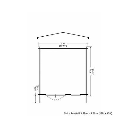 Shire Tunstall 11' 9" x 11' 9" Apex Log Cabin - Premium 34mm Cladding Tongue & Groove