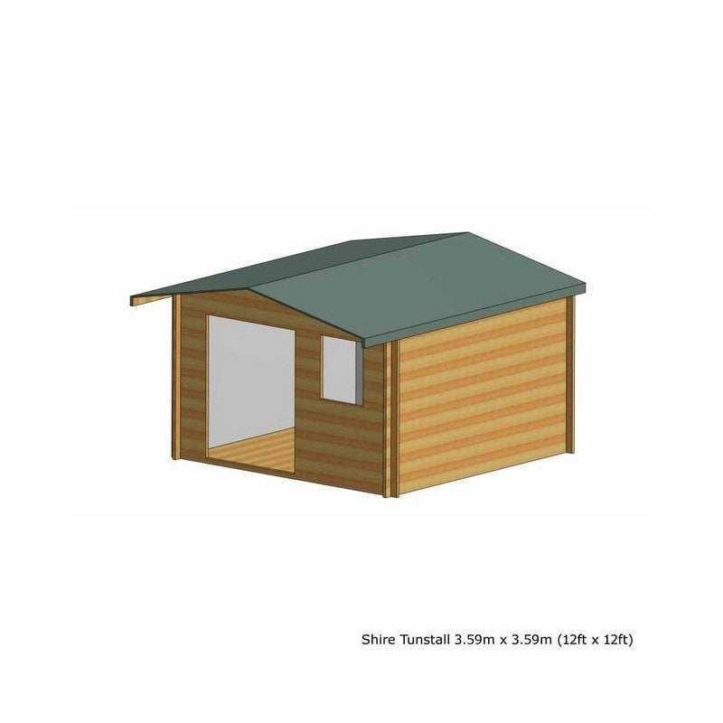 Shire Tunstall 11' 9" x 11' 9" Apex Log Cabin - Premium 70mm Cladding Tongue & Groove