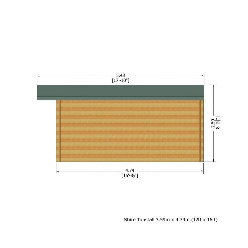 Shire Tunstall 11' 9" x 15' 8" Apex Log Cabin - Premium 44mm Cladding Tongue & Groove