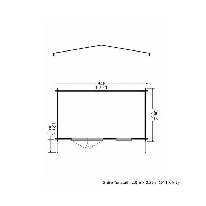 Shire Tunstall 13' 8" x 7' 10" Apex Log Cabin - Premium 70mm Cladding Tongue & Groove