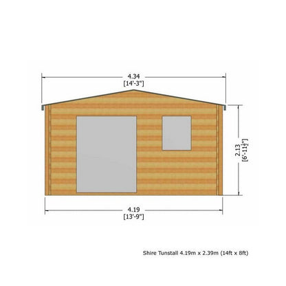 Shire Tunstall 13' 8" x 7' 10" Apex Log Cabin - Premium 44mm Cladding Tongue & Groove