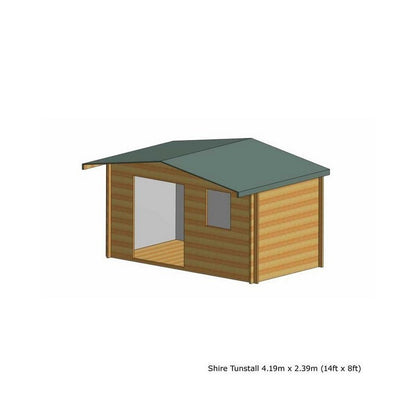 Shire Tunstall 13' 8" x 7' 10" Apex Log Cabin - Premium 70mm Cladding Tongue & Groove