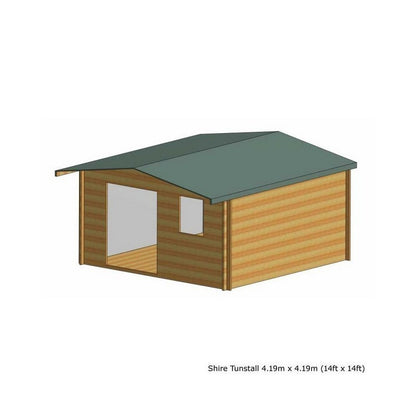 Shire Tunstall 13' 8" x 13' 8" Apex Log Cabin - Premium 28mm Cladding Tongue & Groove