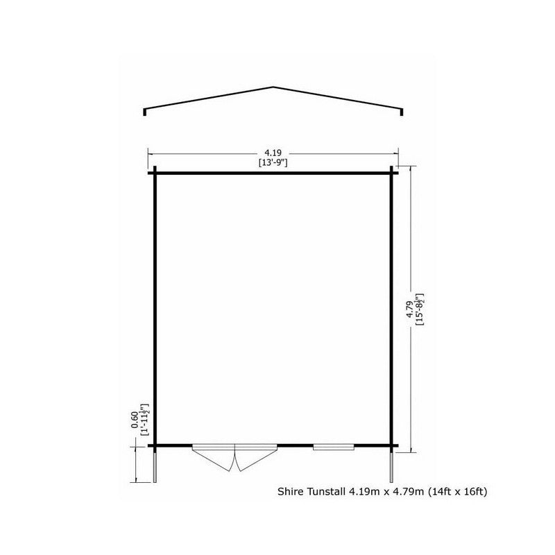 Shire Tunstall 13' 8" x 15' 8" Apex Log Cabin - Premium 34mm Cladding Tongue & Groove