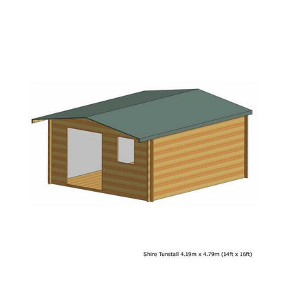 Shire Tunstall 13' 8" x 15' 8" Apex Log Cabin - Premium 70mm Cladding Tongue & Groove