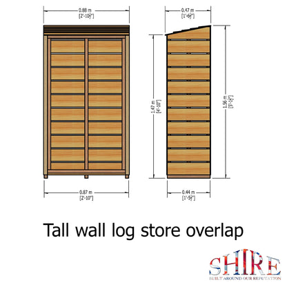 Shire Tall Wall 2' 10" x 1' 6" Pent Log Store - Premium Pressure Treated Shiplap