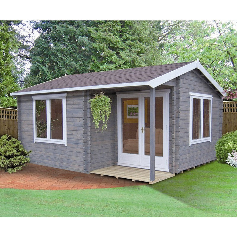 Shire Twyford 11' 9" x 12' 9" Reverse Apex Log Cabin - Premium 44mm Cladding Tongue & Groove