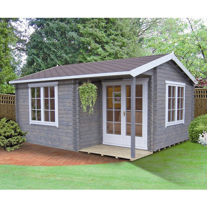 Shire Twyford 11' 9" x 12' 9" Reverse Apex Log Cabin - Premium 34mm Cladding Tongue & Groove