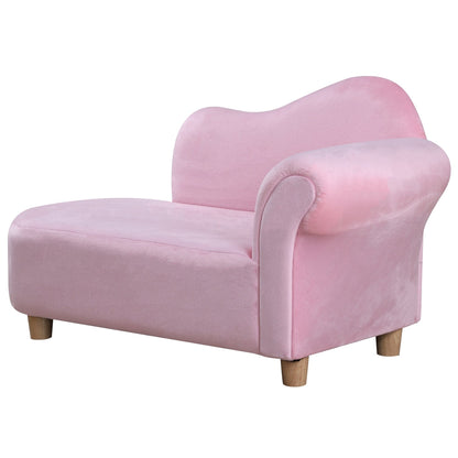 Kids Velvet-Like Chaise Lounge Pink