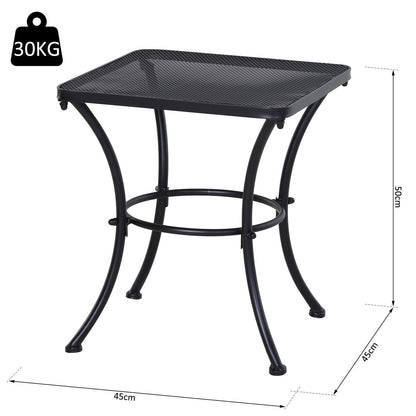 Metal Square Outdoor Garden Bistro Table Black