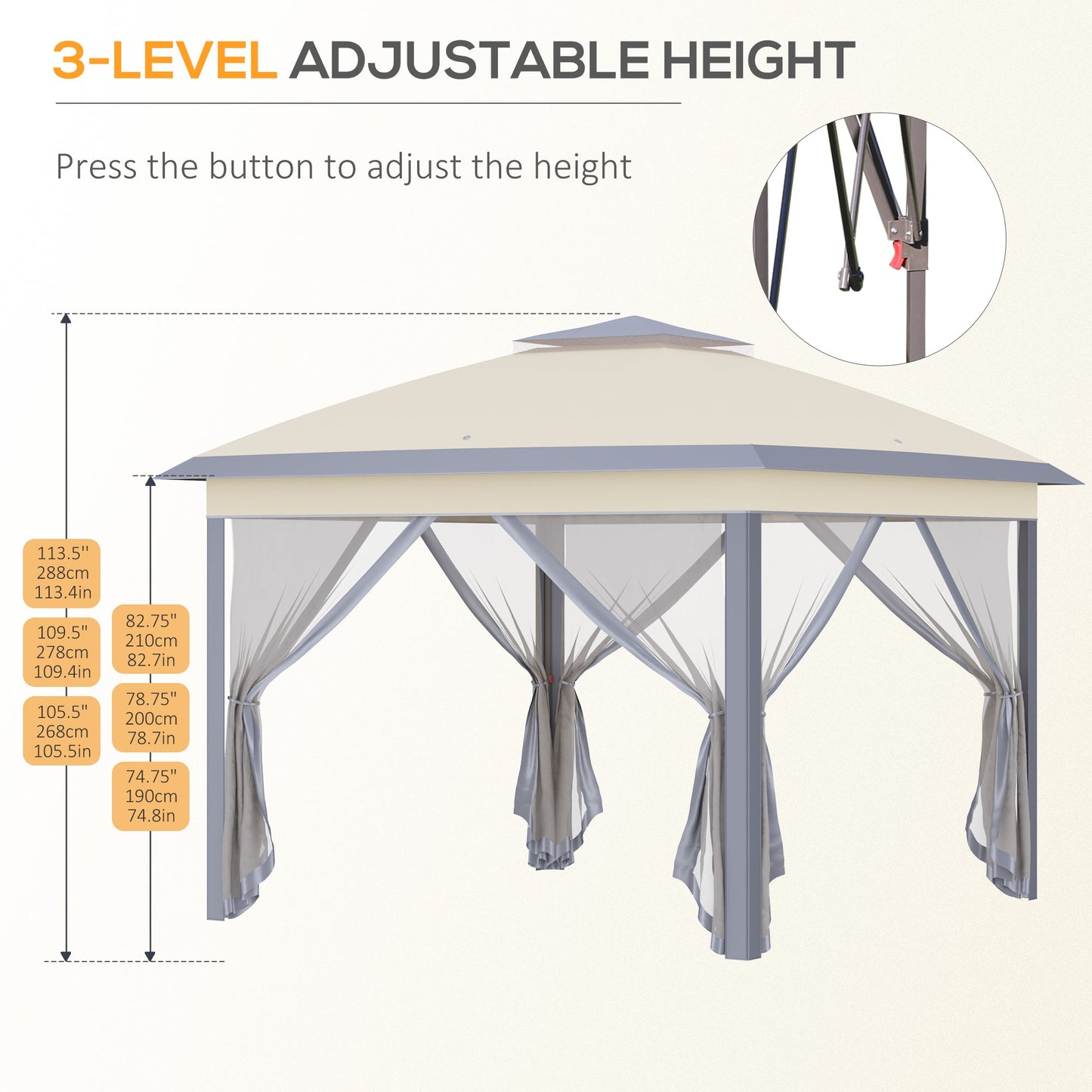 Outsunny 330cm x 330cm Pop Up Canopy