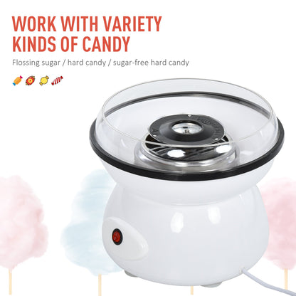 450W Electric Candyfloss Machine Kit Non-Stick Plates Fairground Fun Children Adult Party Gift Home Sweet Metal Body w/ Accessories White