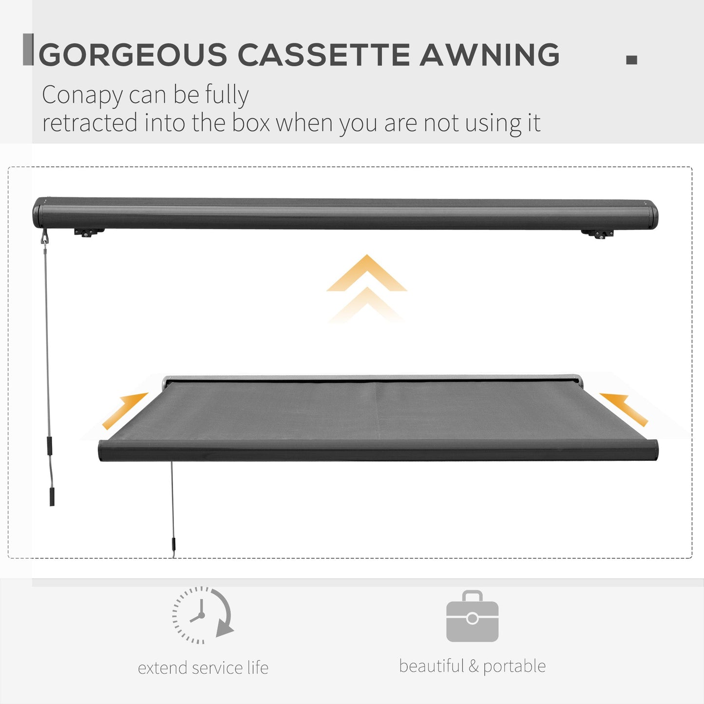 Cassette Electric Manual Awning Door Window Retractable Canopy w/ R/C