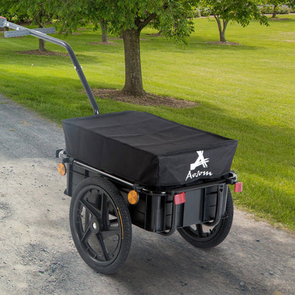 Homcom Cargo Trailer Bike Stroller Garden Trolley W/Carrier Utility Luggage & Wheels Black