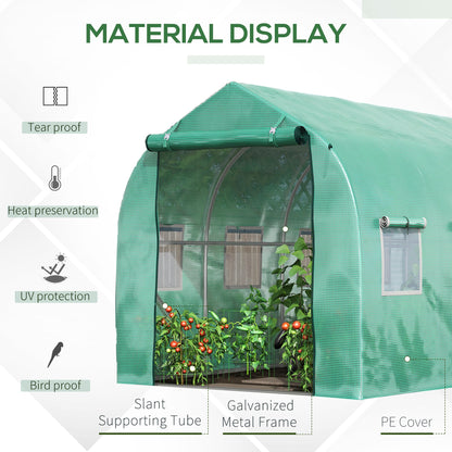 3x2 m Polytunnel Walk-in Greenhouse-Green