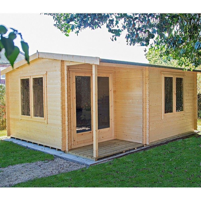 Shire Twyford 11' 9" x 14' 8" Reverse Apex Log Cabin - Premium 70mm Cladding Tongue & Groove