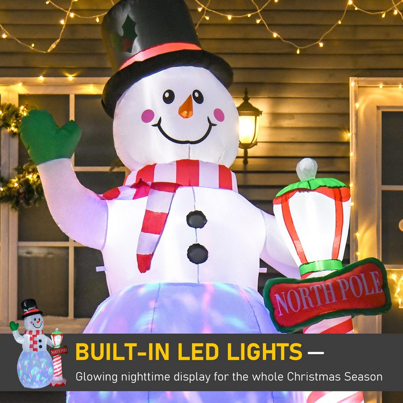 Homcom Christmas Inflatable Snowman with Street Lamp Lighted for Home Indoor Outdoor