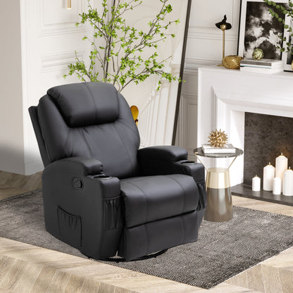 Recliner Armchair Massage Swivel PU Leather Reclining Chairs with Adjustable Leg Rest