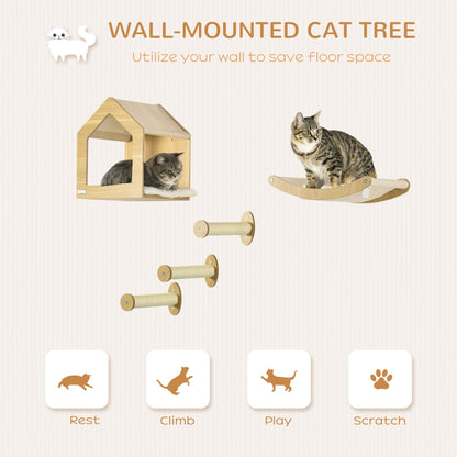 PawHut 5-Piece Wall Mounted Cats Shelves