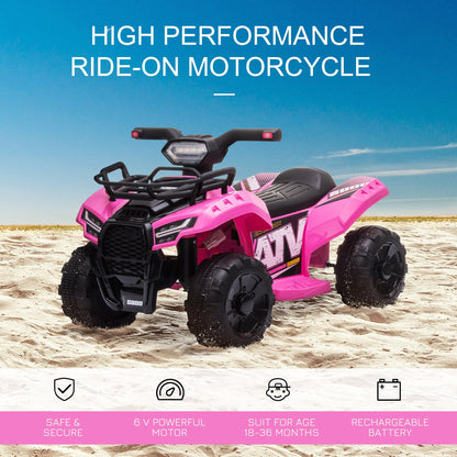 6V Kids Electric Ride on Car Toddlers Quad Bike ATV Toy With Music for 18-36 months Pink